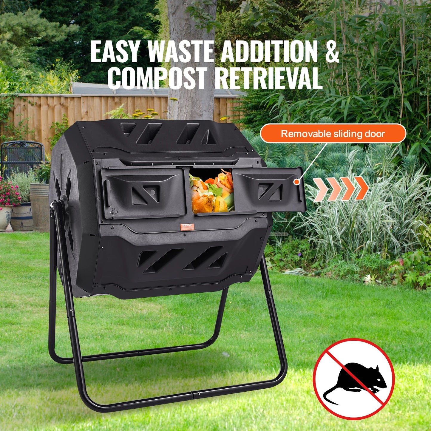 SucceBuy Dual Chamber Tumbling Compost Bin For Garden