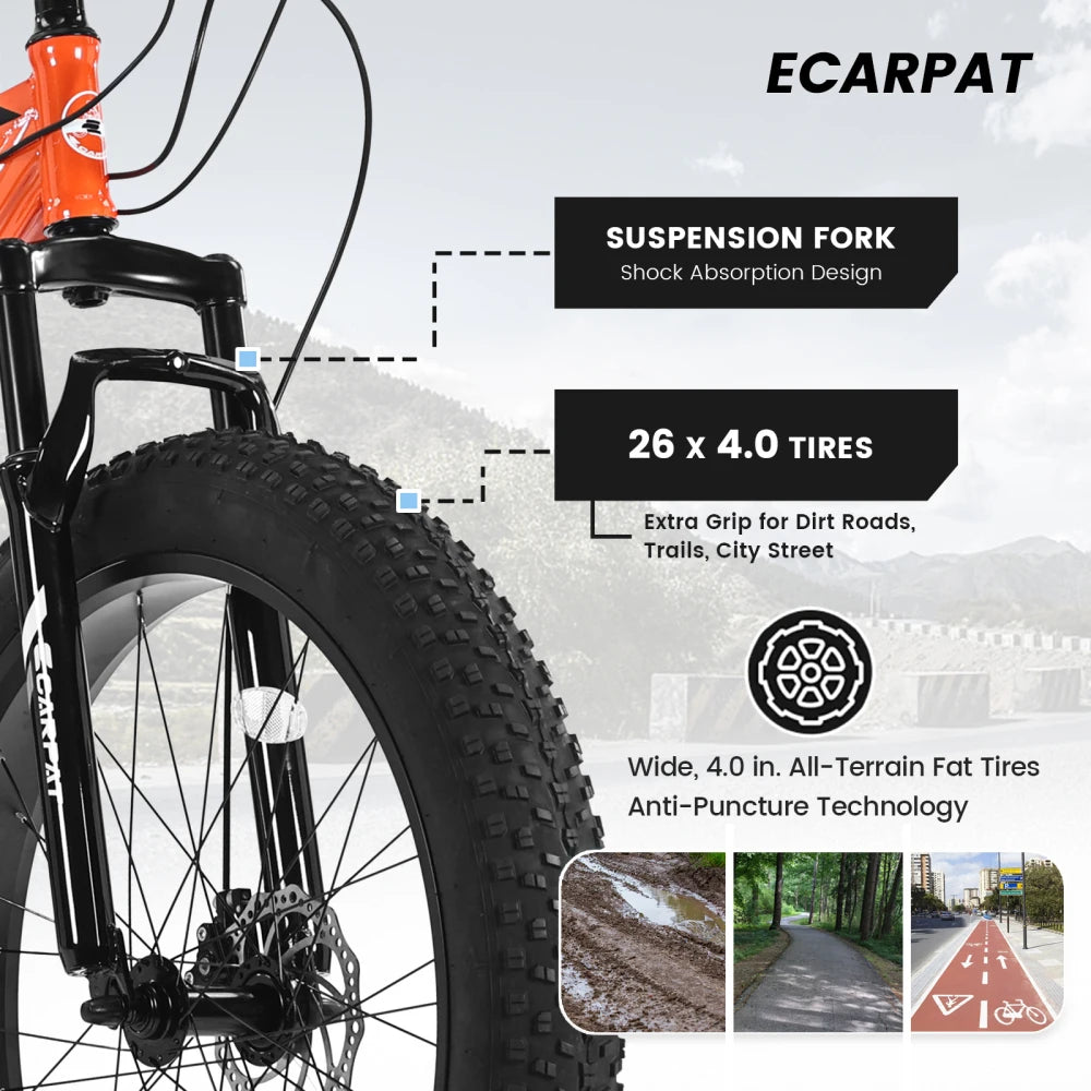 Fat Tire Mountain Bike 21 Speed Dual Disc Brake System