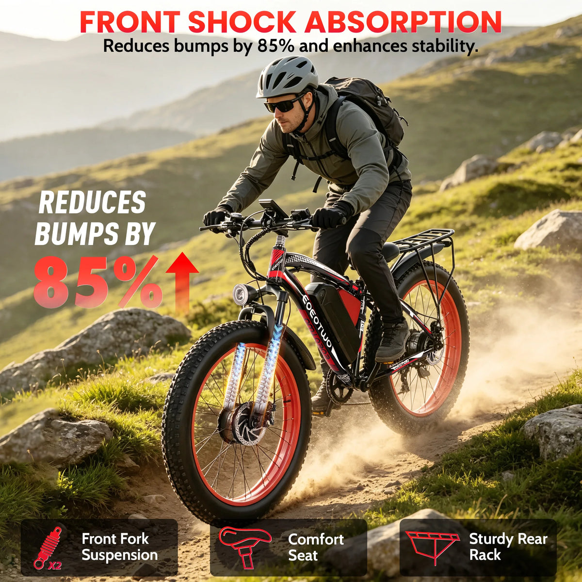 3000W Electric Bike 48V 23Ah Battery 26" 4.0 Fat Tire Ebike 40MPH High Speed Mountain Bicycle Off-Road Snow Bike for Adults