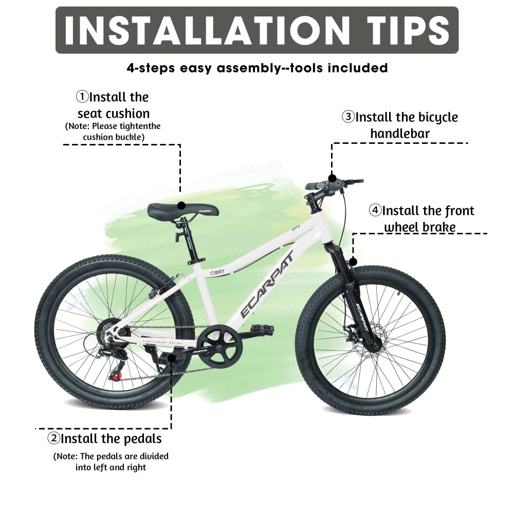 Youth Mountain Bike With 7 Speeds And Front Suspension
