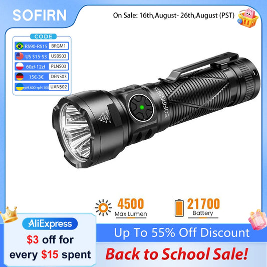 Sofirn SR15 Rechargeable LED Flashlight 4500 Lumens