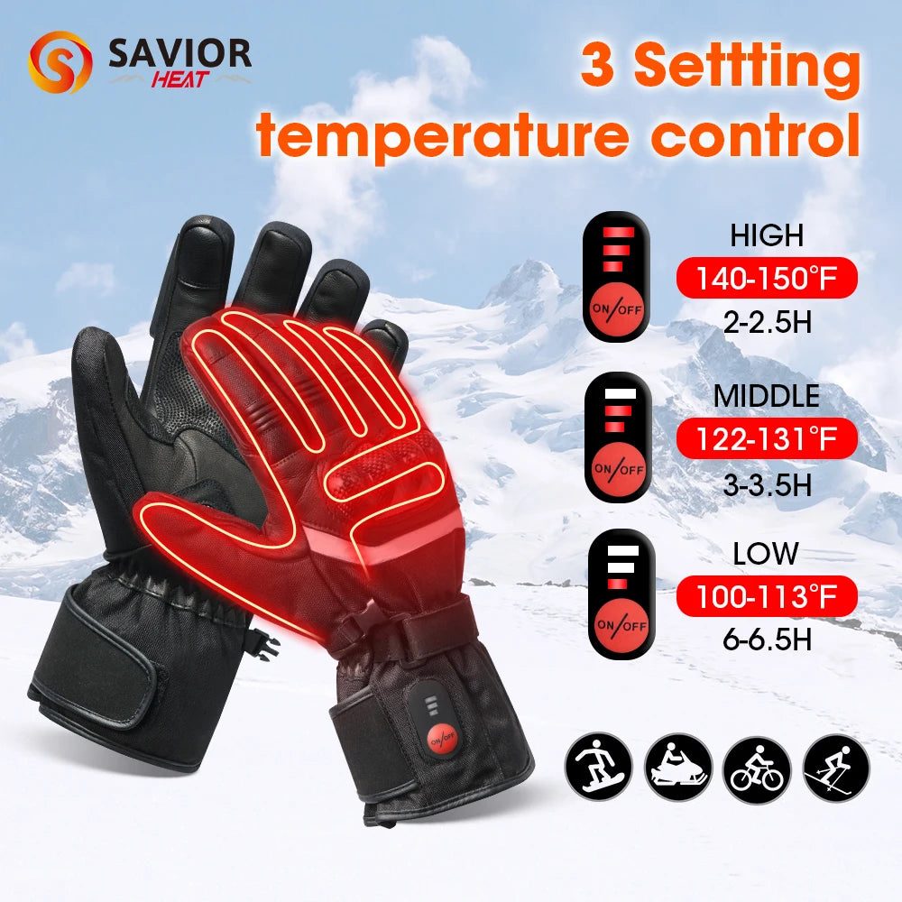 Savior Heat Waterproof Rechargeable Electric Motorcycle Gloves