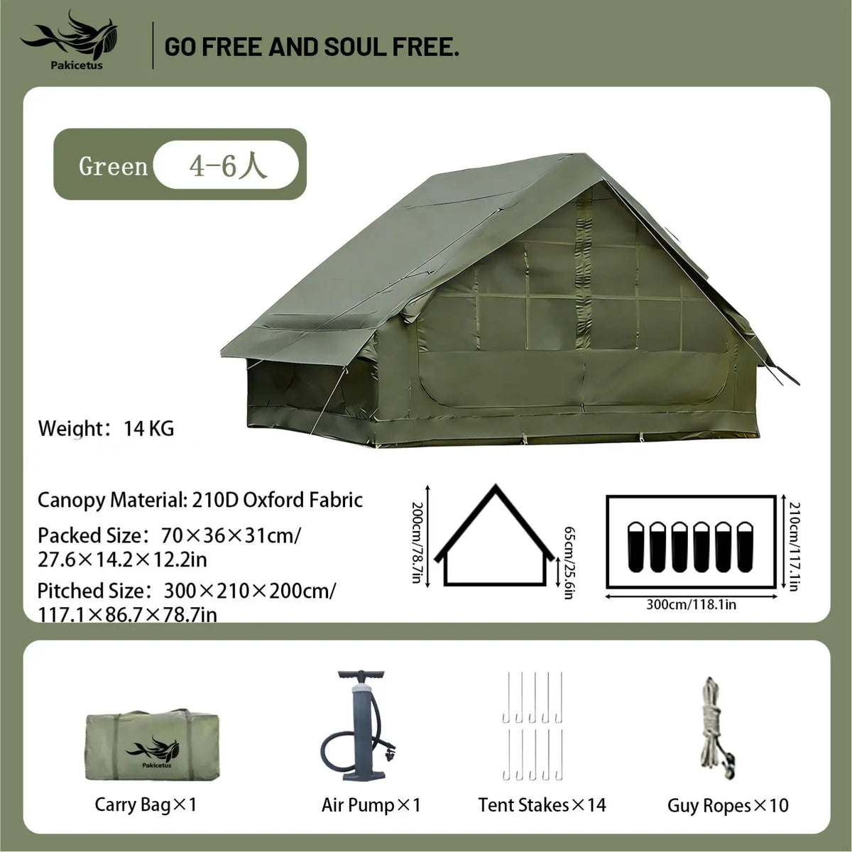 Pakicetus Inflatable Camping Tent With Waterproof Portable Air Design