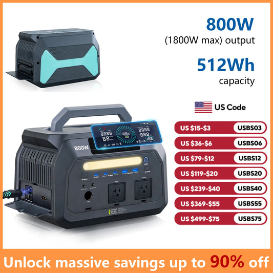 Iee P800 Portable Power Station 512Wh LiFePo4 Solar Generator
