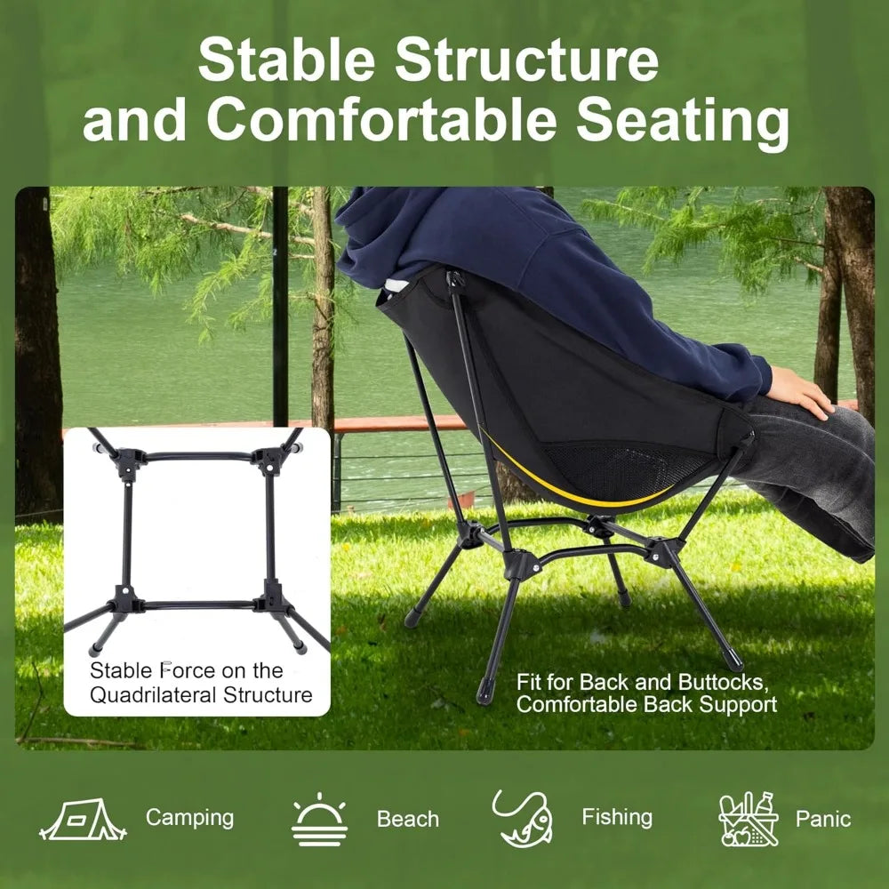 Portable Lightweight Foldable Camping Chair for Adults with Breathable Mesh and Storage Pocket