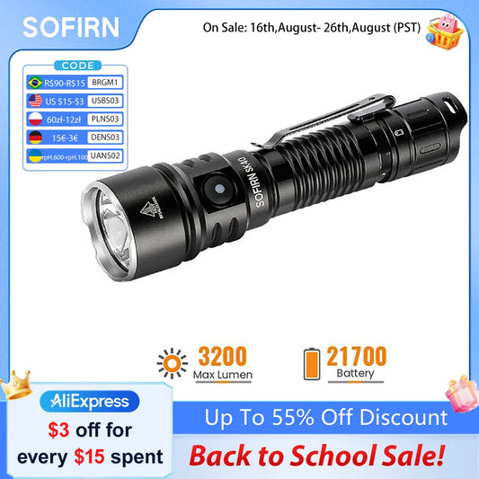 Sofirn Sk40 Tactical Flashlight 3200lm Sft70 Led IP68 Waterproof