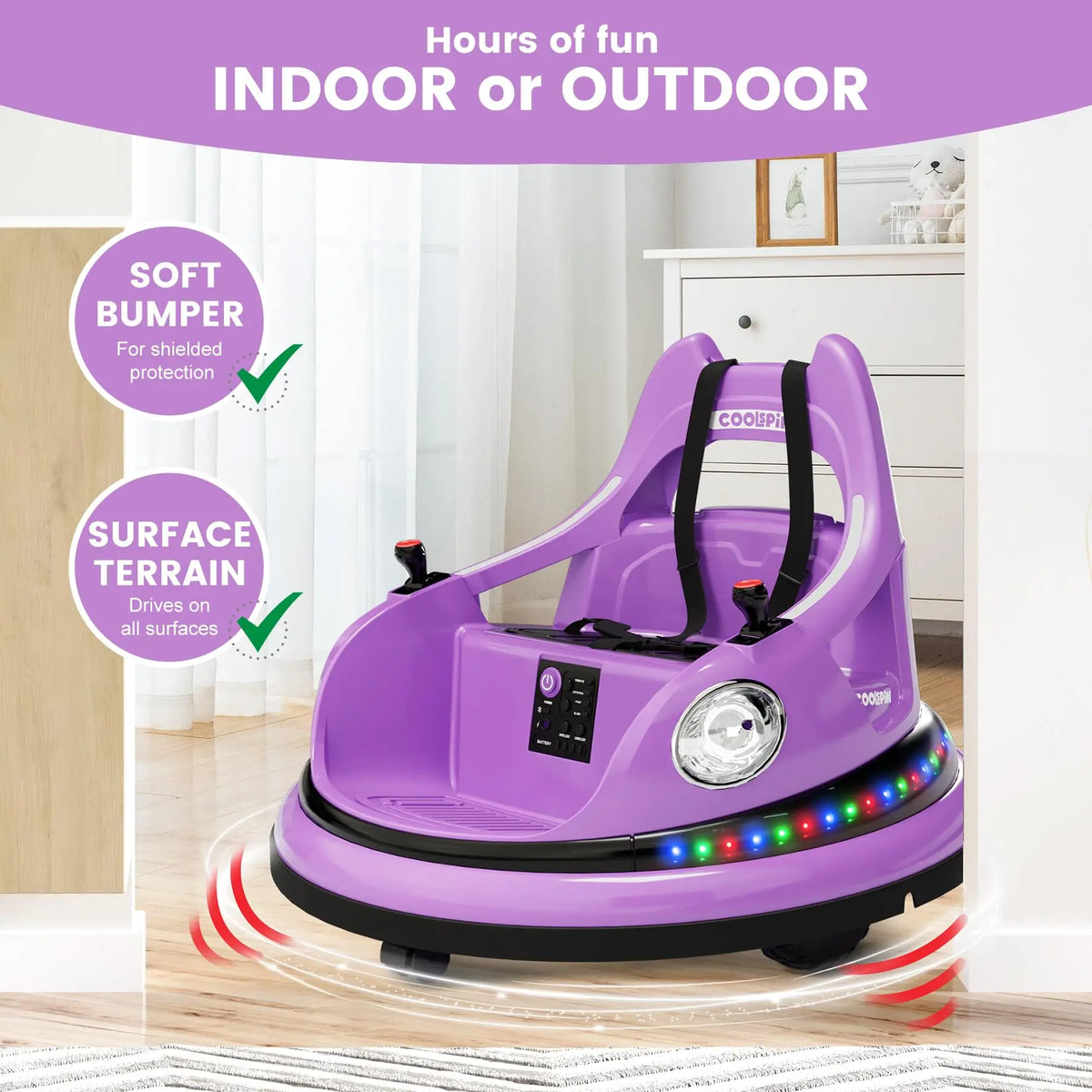 HiMISS Electric Kids Bumper Car With Parent Remote And Spin