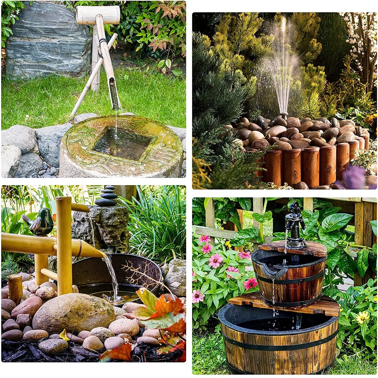 Solar Powered Fountain Pump Kit With Six Nozzles For Pond