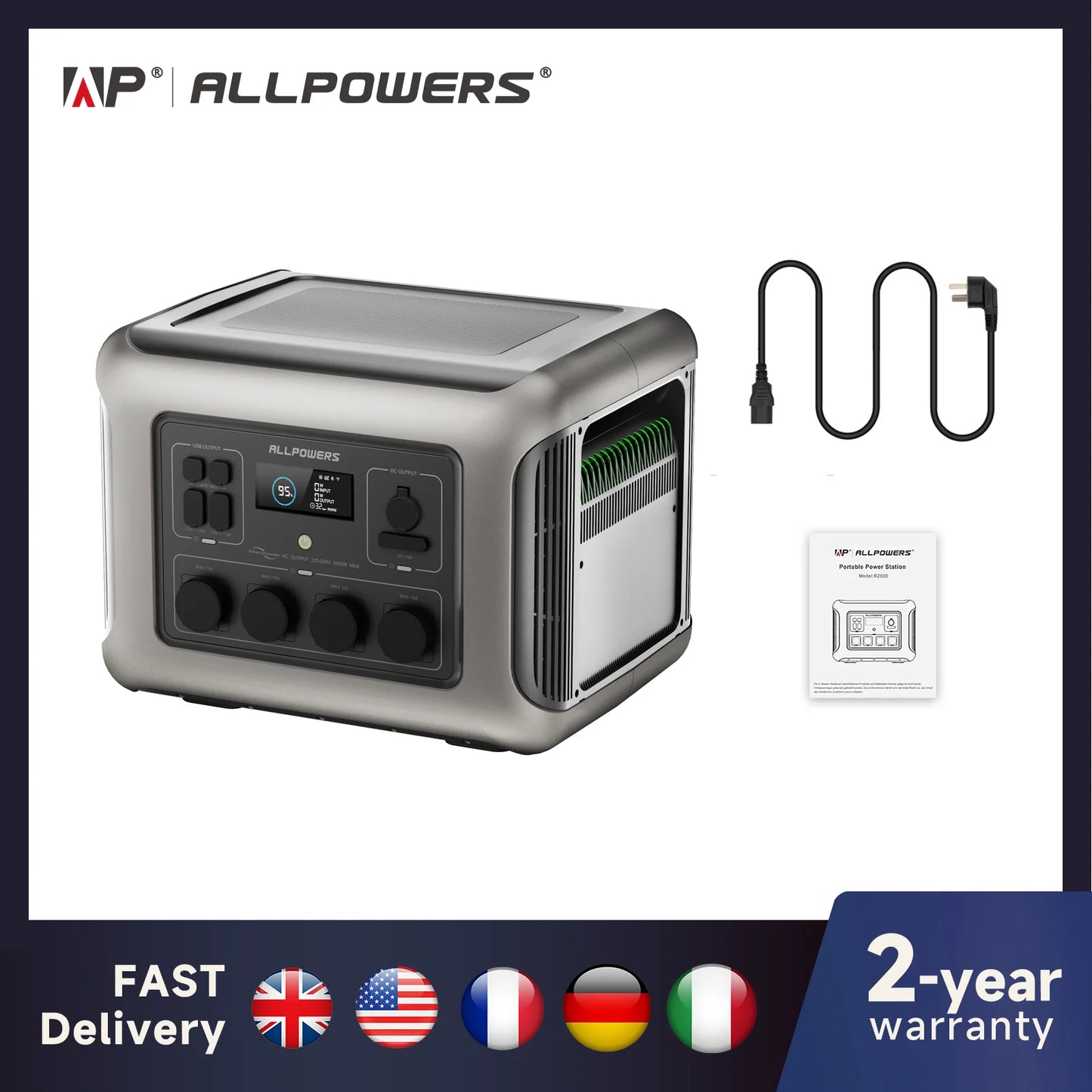 ALLPOWERS R2500 1920Wh LiFePO4 Portable Power Station For RV Travel