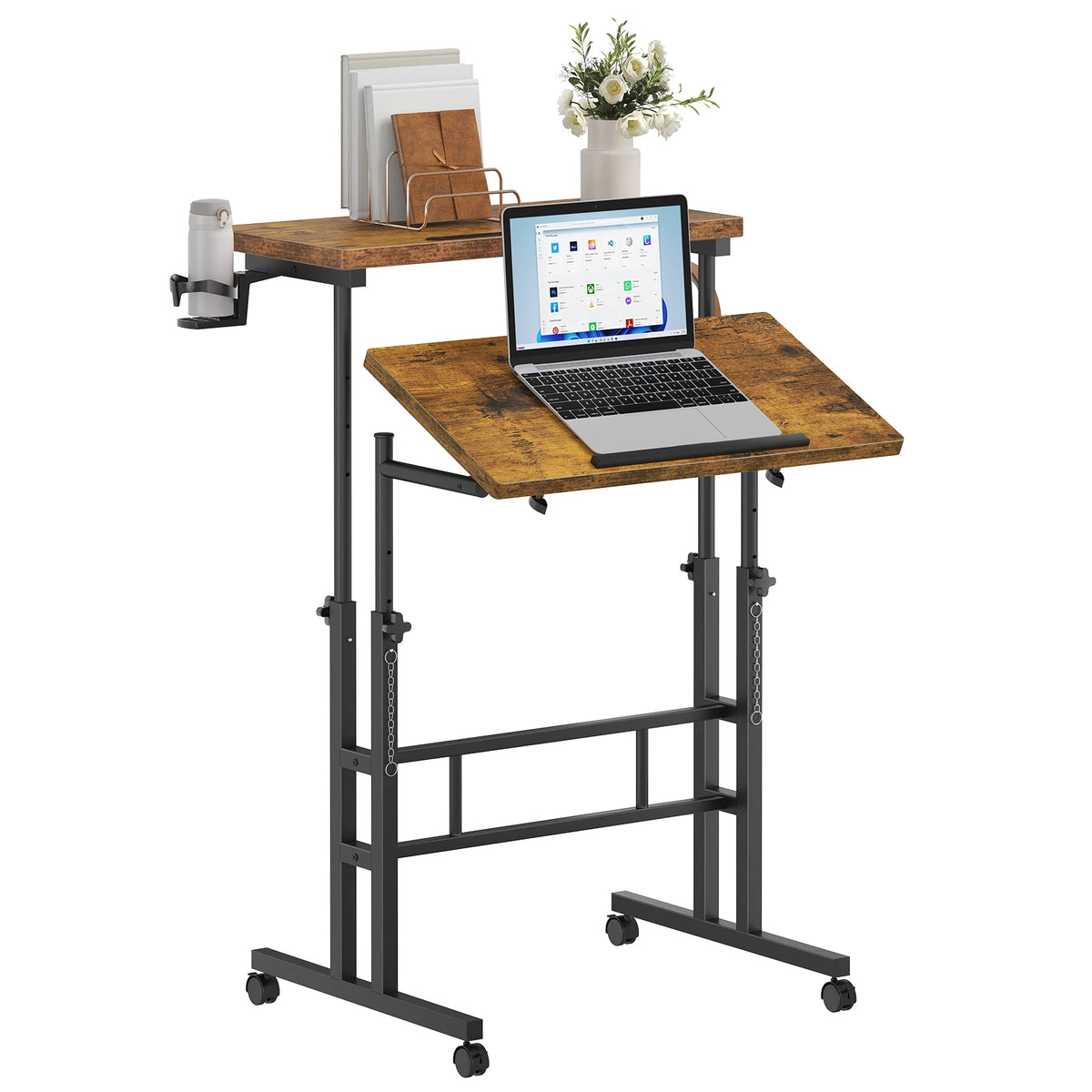 MCQ 23.6 Inch Rolling Standing Computer Desk Mobile Ergonomic Height Adjustable Computer Desk Corner Gaming Desk Gaming Table for Home Office Use Workstation
