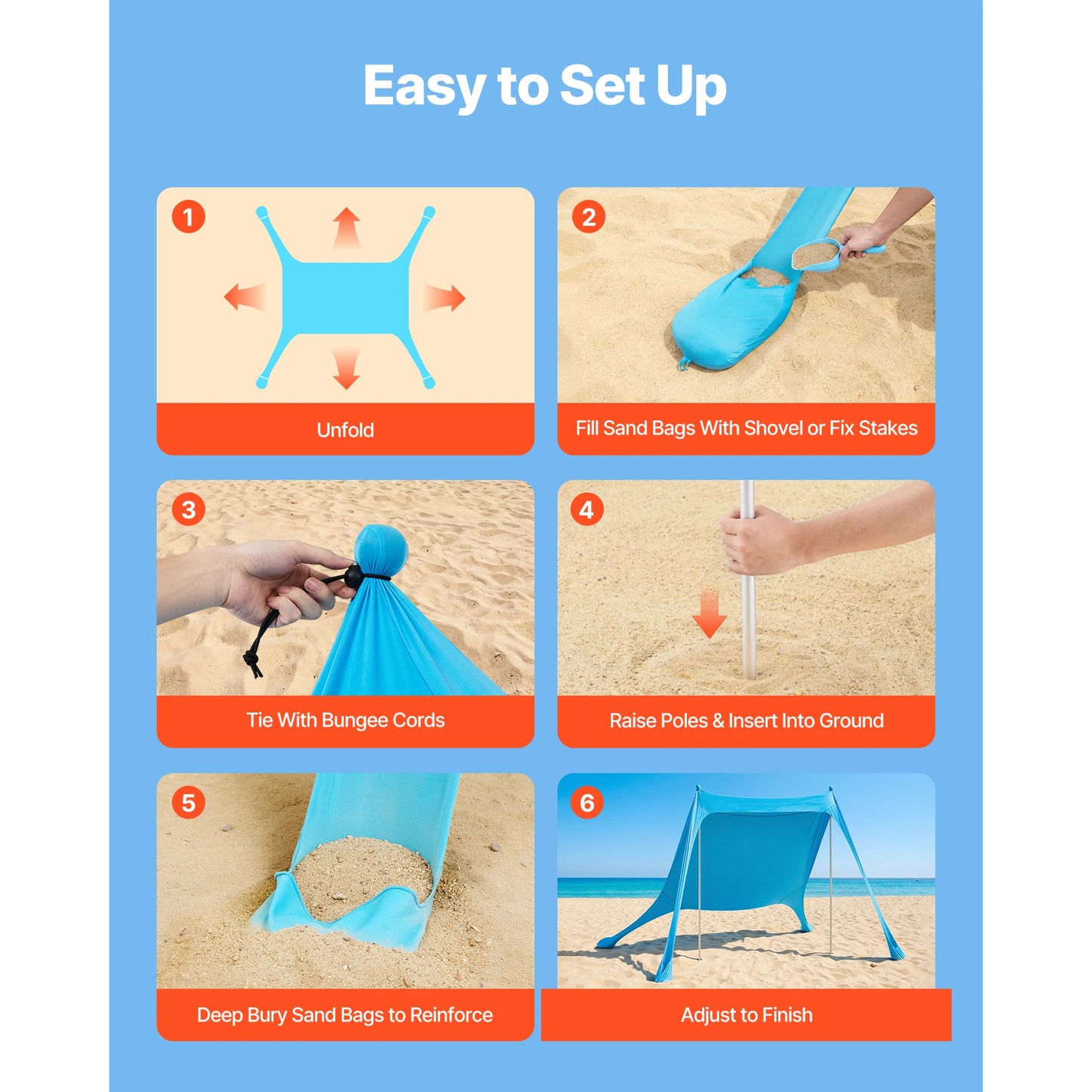 SucceBuy Pop Up Beach Tent With UPF50+ Sun Shelter