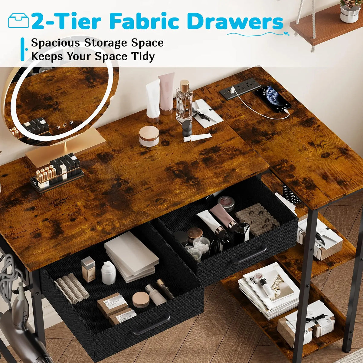 HiMISS Reversible L Shaped Gaming Desk With Drawers And Shelves