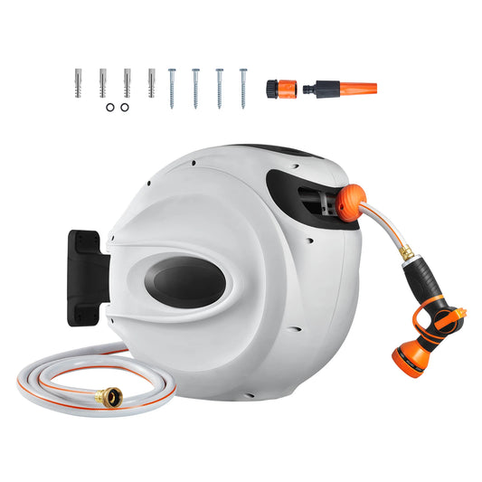 SucceBuy Retractable Hose Reel Wall Mount With Nine Pattern Nozzle