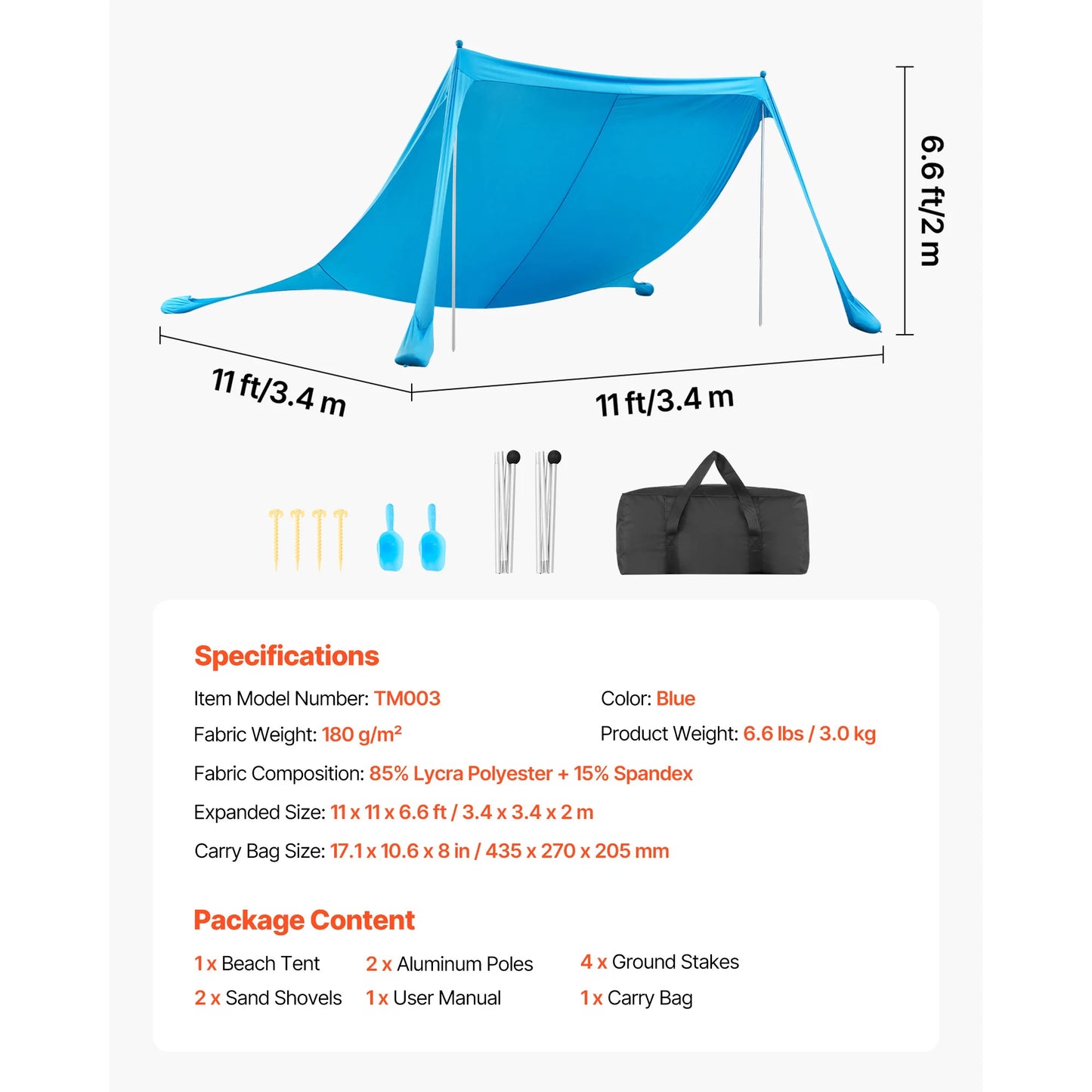 SucceBuy Pop Up Beach Tent With UPF50+ Sun Shelter