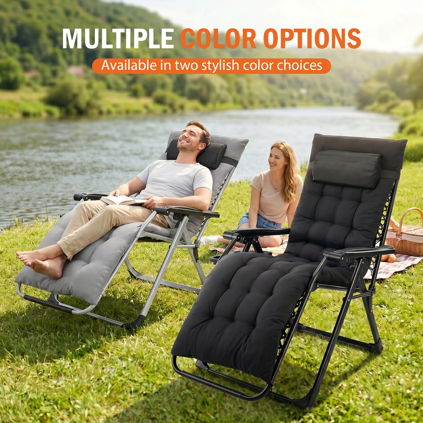 JHK Zero Gravity Reclining Folding Camping Patio Lounge Chair