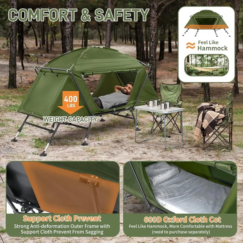 Large Outdoor Portable Sleng Cot,Portable Lightweight olding Camping Cot Tent,Elevated Camping Bed Tent,olding Outdoor Travel Co