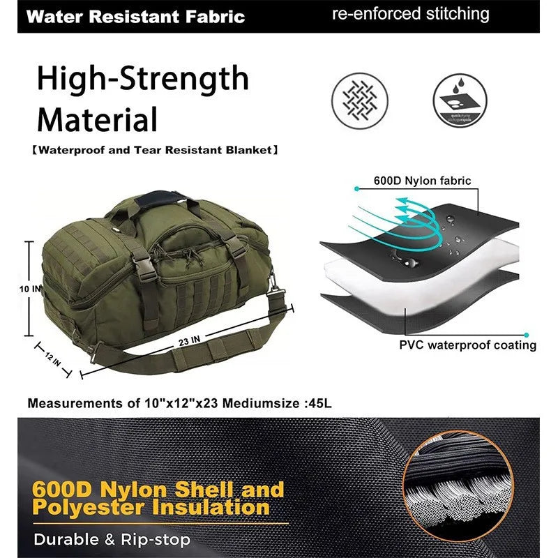 LQARMY Large Capacity Waterproof Travel Duffle Bag Gym Fitness Weekend