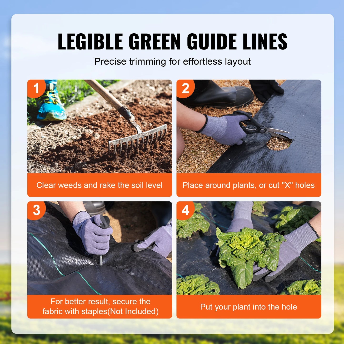 VEVOR Premium Heavy Duty Weed Barrier Landscape Fabric
