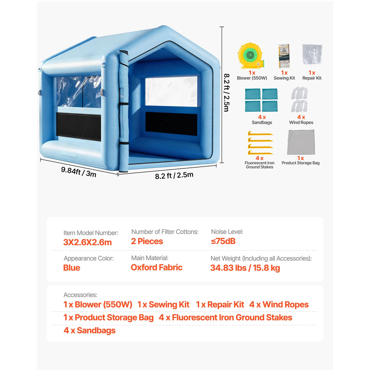 SucceBuy Inflatable Paint Booth With Blower And Air Filtration