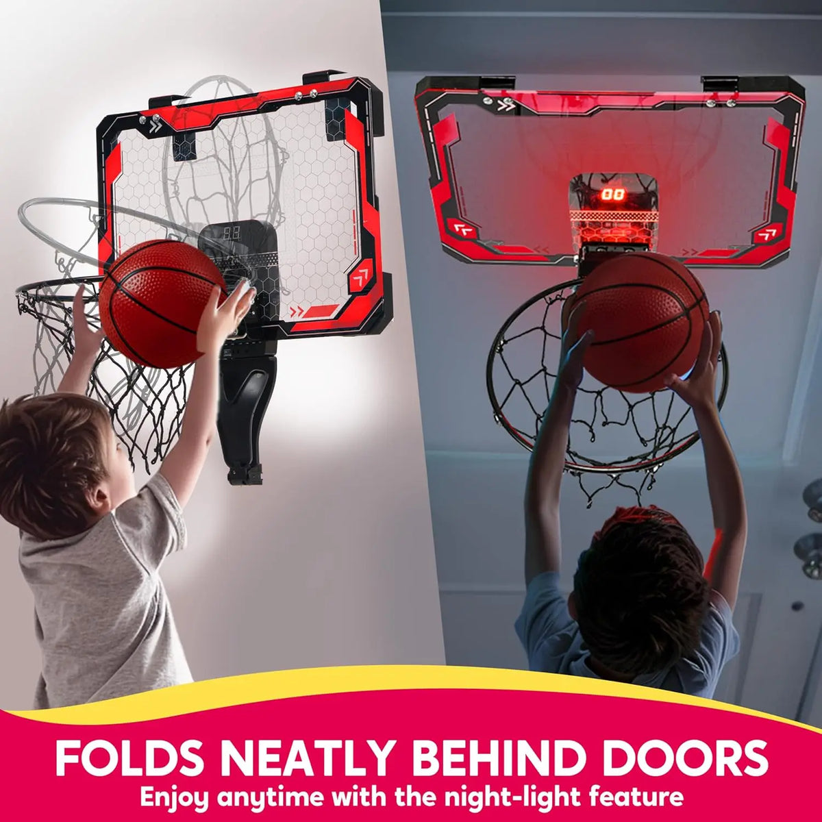 Joyfy Led Indoor Basketball Hoop With Remote And Scoreboard