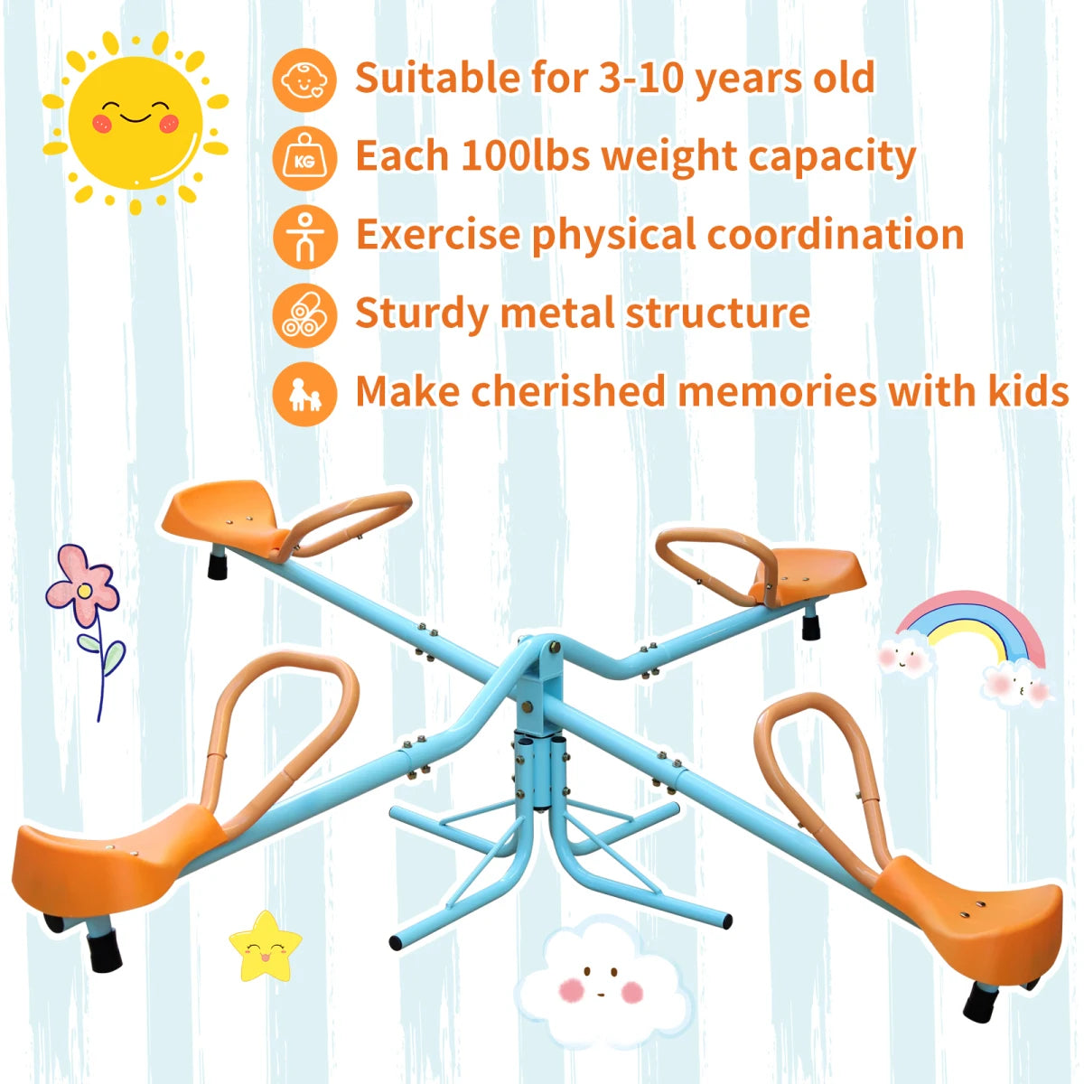 Outdoor Kids Spinning Seesaw Sit And Spin Teeter Totter