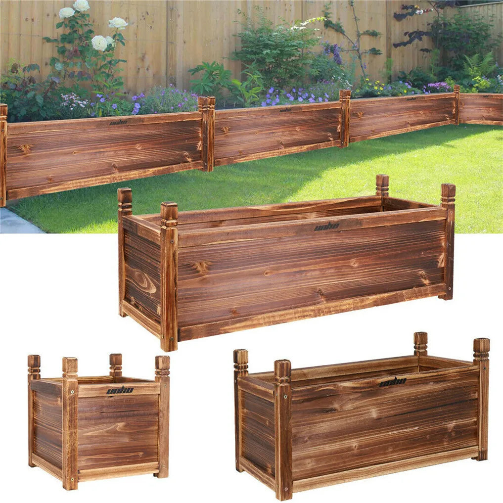Wooden Raised Planter Box For Indoor And Outdoor Gardens