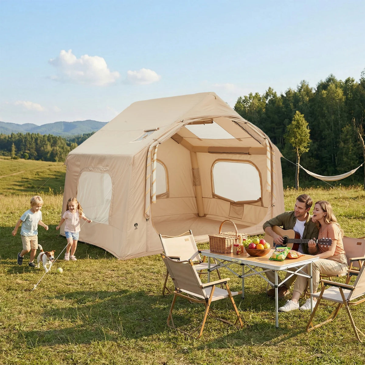 HiMISS Inflatable Camping Tent with Weather Resistant Outdoor Shelter