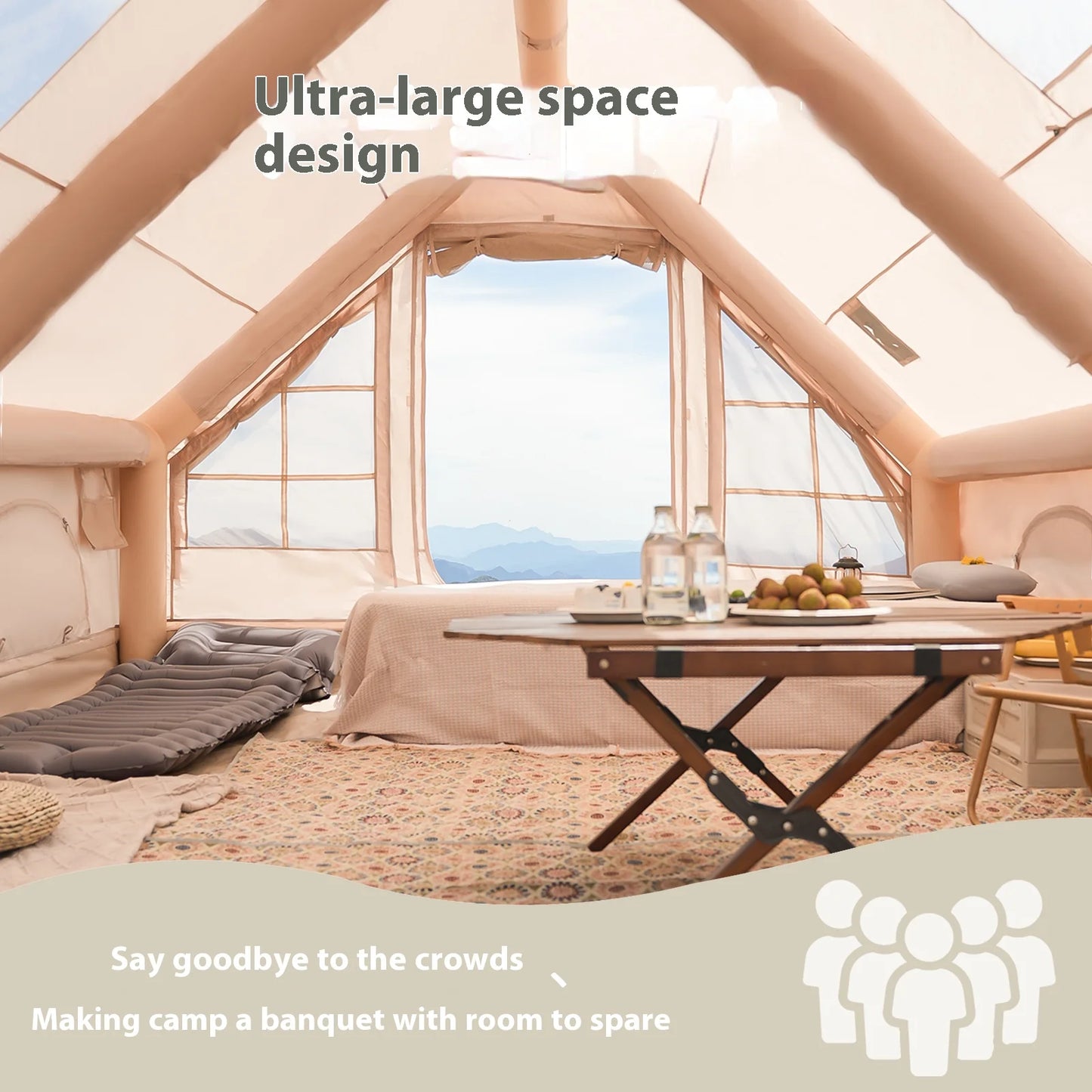 Pakicetus Luxury Inflatable Camping Tent With Integrated Stove Port