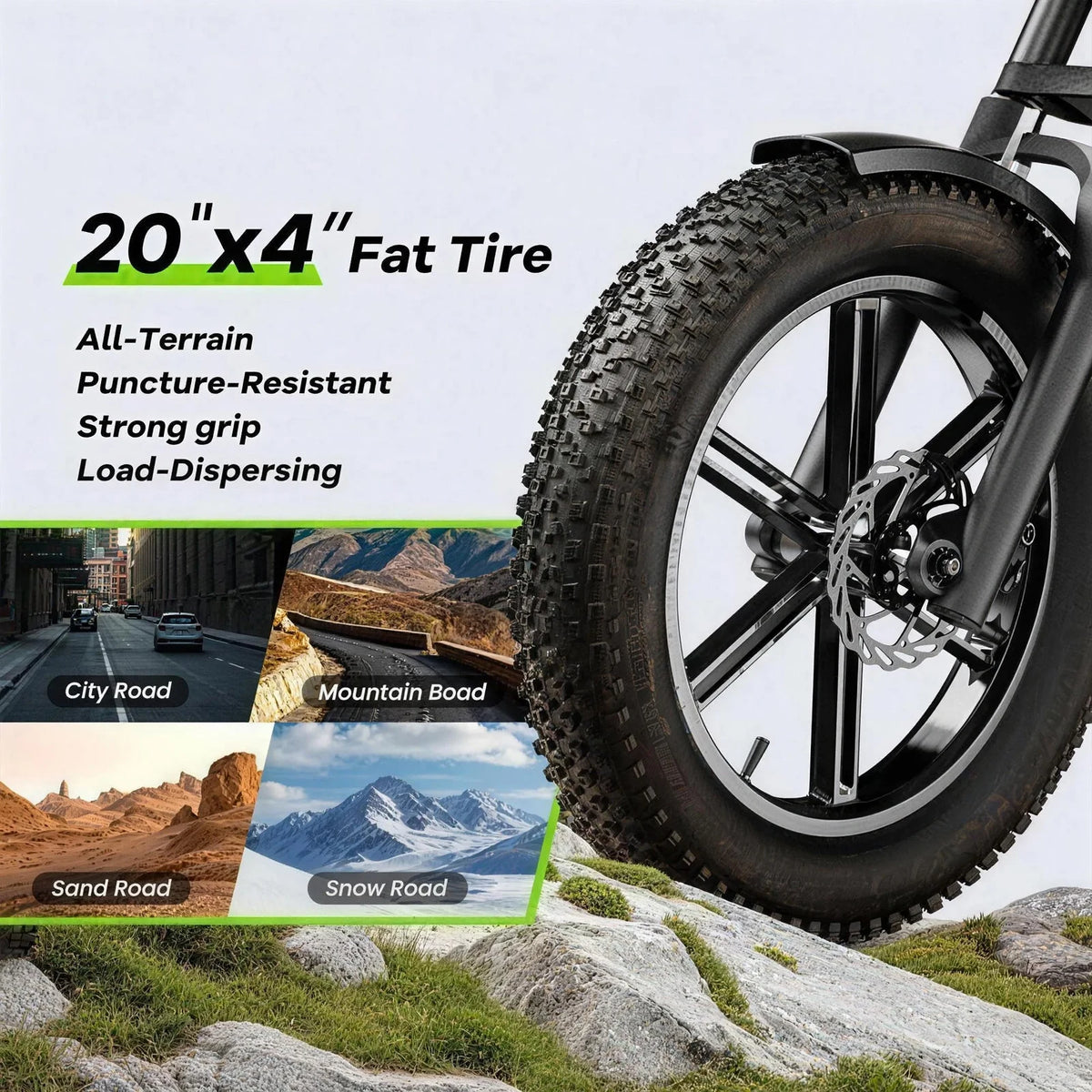 Cybervelo Fat Tire All Terrain Electric Bike With Removable Battery