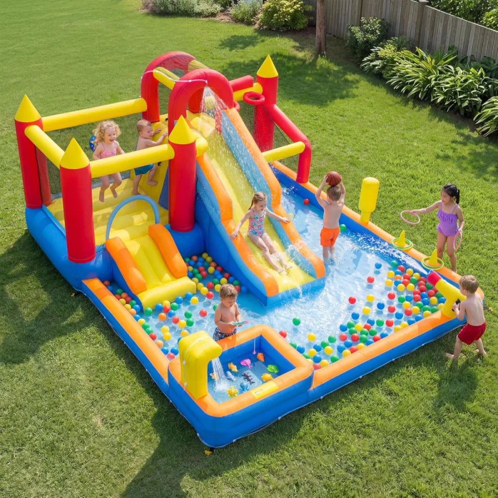 Kids Inflatable Bounce House With Blower Stakes And Repair Kit