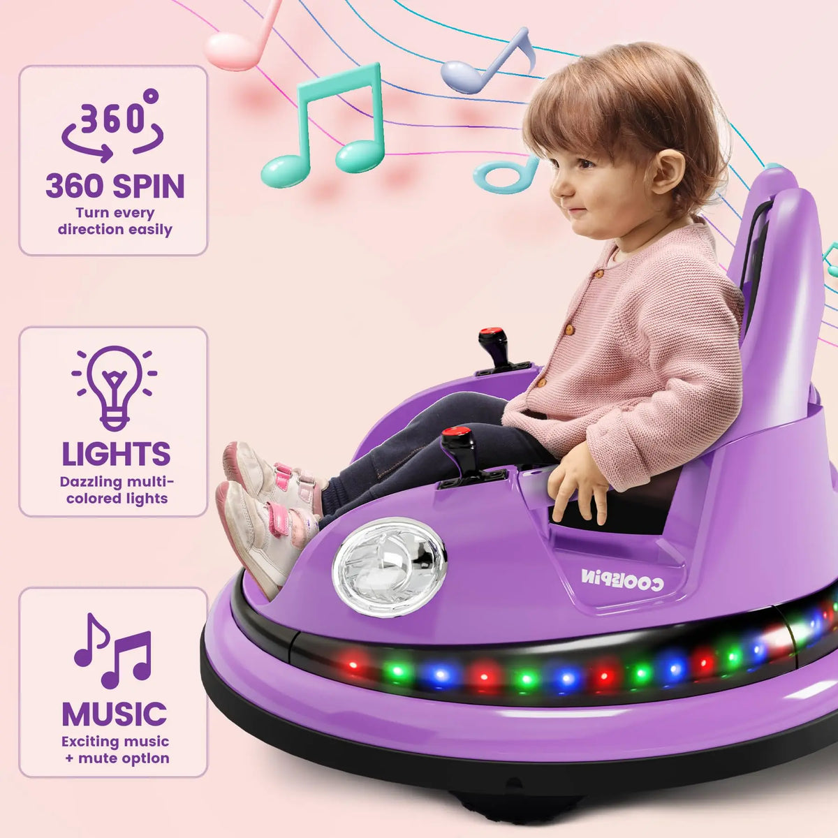 HiMISS Electric Kids Bumper Car With Parent Remote And Spin