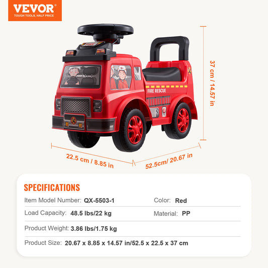 SucceBuy Kids Ride On Push Car With Music And Storage