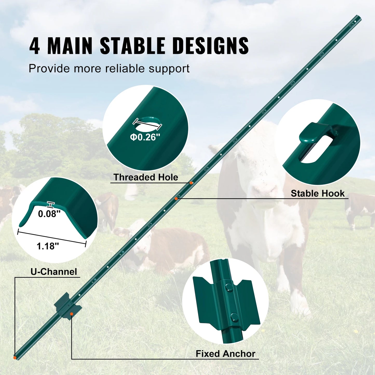 SucceBuy Heavy Duty T Post Steel Fence Stakes For Outdoor Use