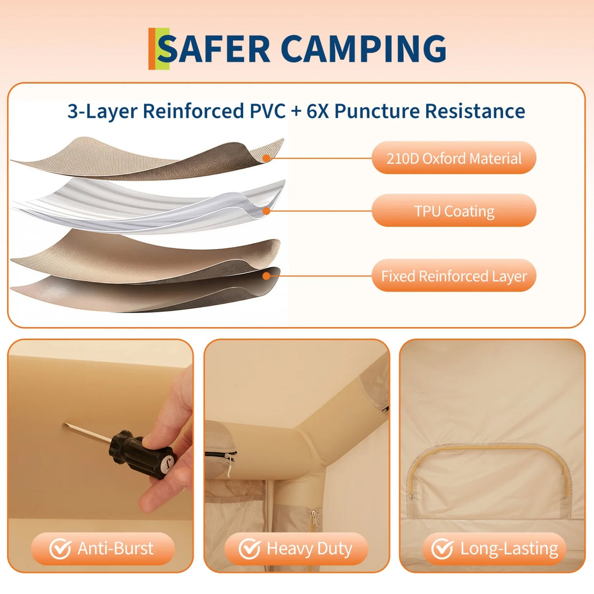 HiMISS Inflatable Camping Tent with Weather Resistant Outdoor Shelter
