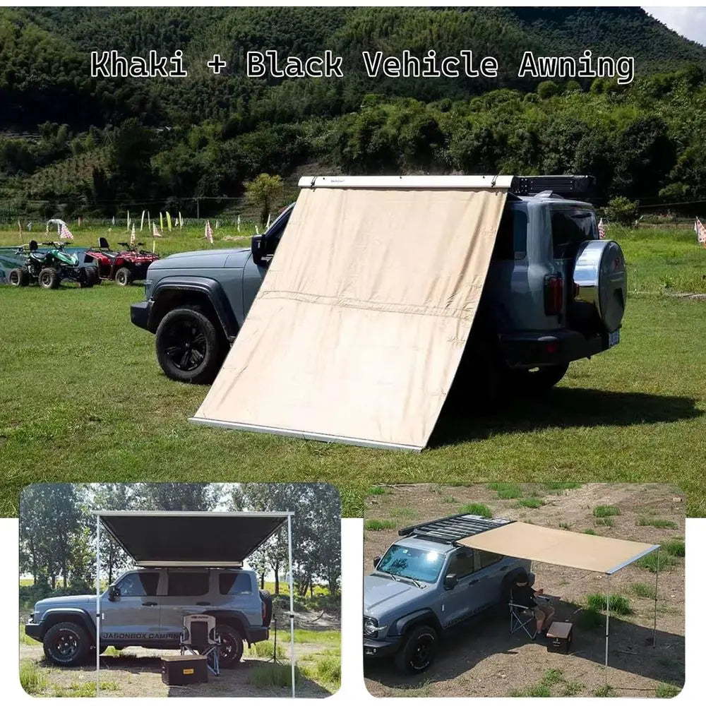 Vehicle Awning Roo Rack Pull-Out Tent Sun Shade UV50+, Retractable Car Side Awning or SUV Outdoor Camping & Overland, W/Waterpro