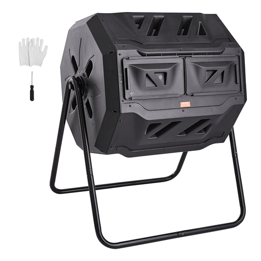 SucceBuy Dual Chamber Tumbling Compost Bin For Garden