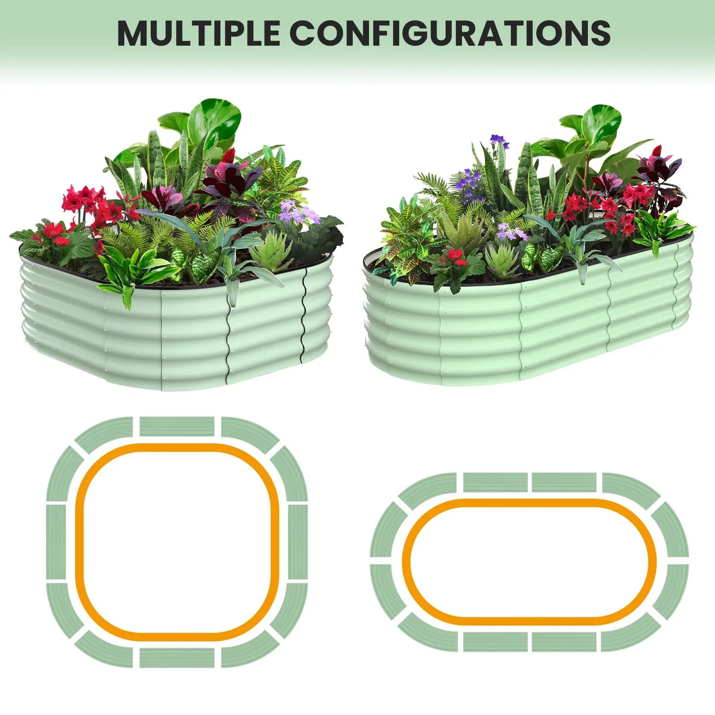 HiMISS Galvanized Steel Oval Raised Garden Bed Planter
