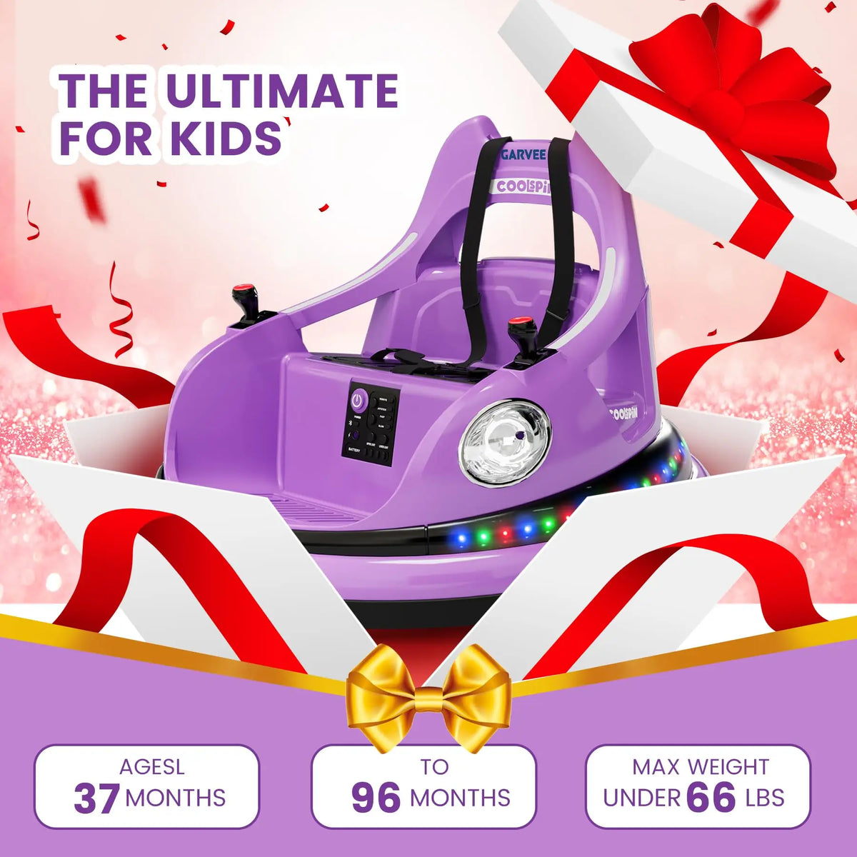 HiMISS Electric Kids Bumper Car With Parent Remote And Spin