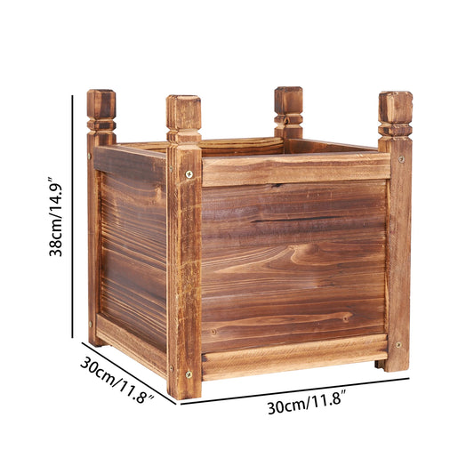 Wooden Raised Planter Box For Indoor And Outdoor Gardens