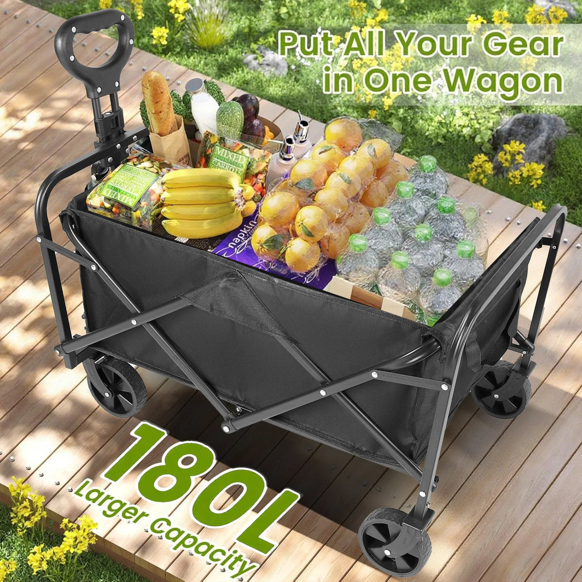 Heavy Duty Foldable Steel Wagon Cart All Terrain Wheels Beach