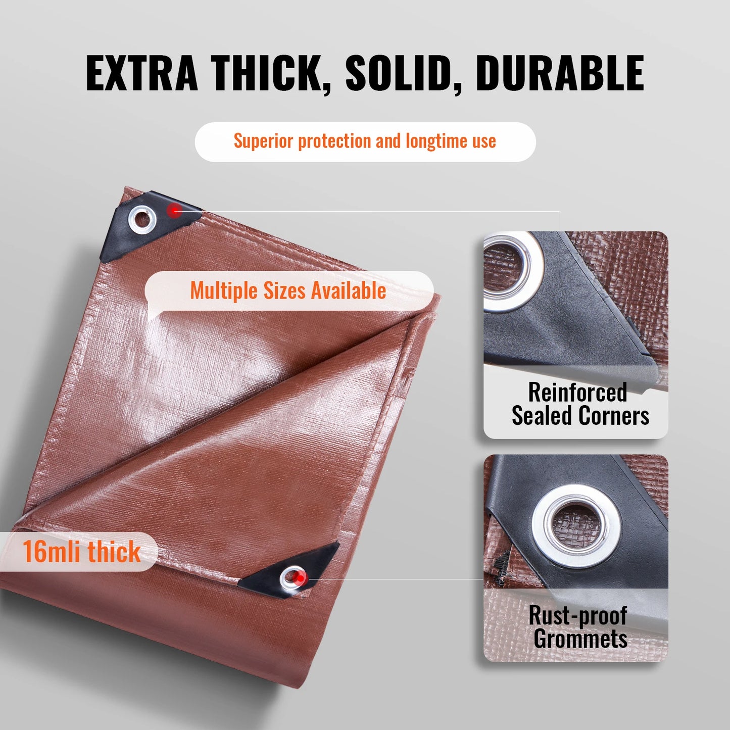 SucceBuy Heavy Duty Waterproof Poly Tarps With Grommets