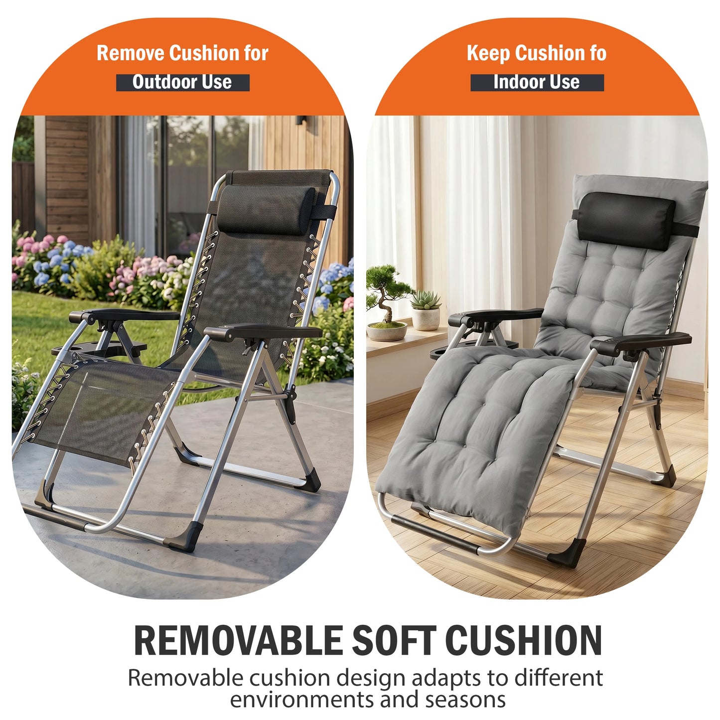 JHK Zero Gravity Reclining Folding Camping Patio Lounge Chair