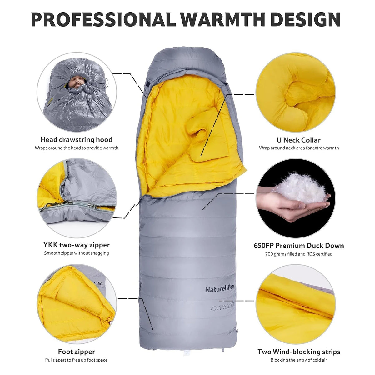Naturehike Ultralight Duck Down Four Season Sleeping Bag For Hiking
