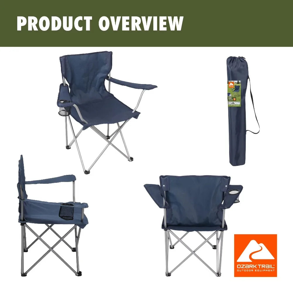 Ozark Trail Basic Quad Folding Outdoor Camp Chair Cup Holder