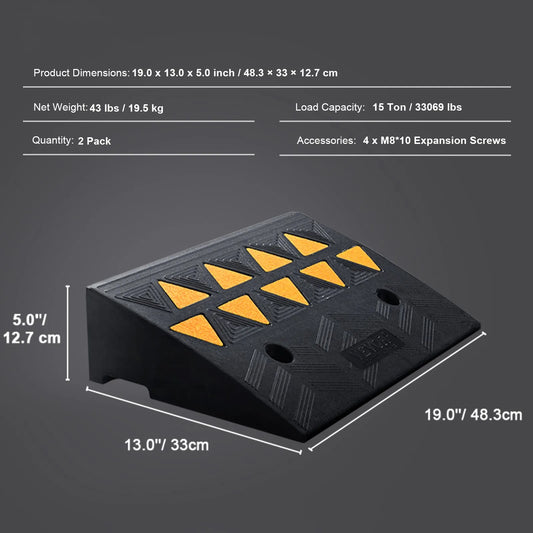 SucceBuy Heavy Duty Rubber Curb Ramp For Cars And Wheelchairs