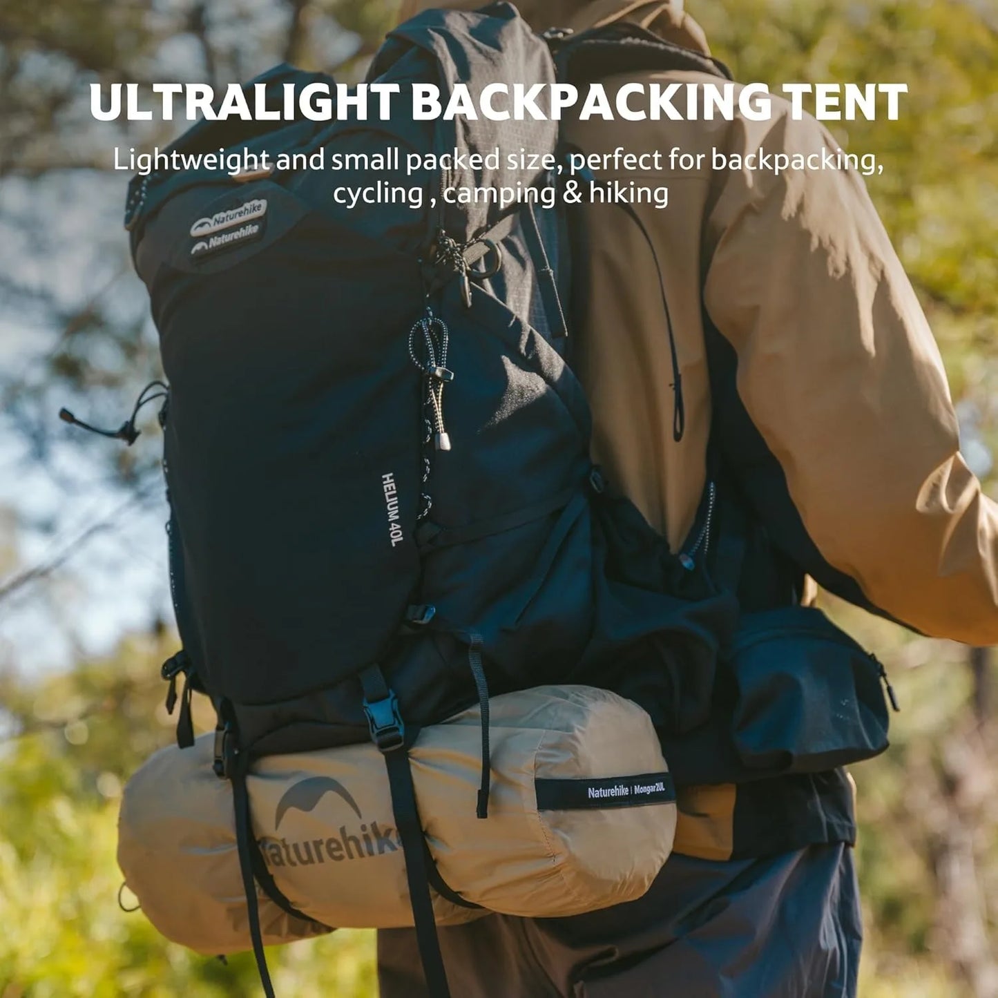 Naturehike Mongar UL Ultralight Backpacking Tent 15D Nylon Waterproof Hiking Tent 1/2 Person Riding Travel Trekking Shelter Tent