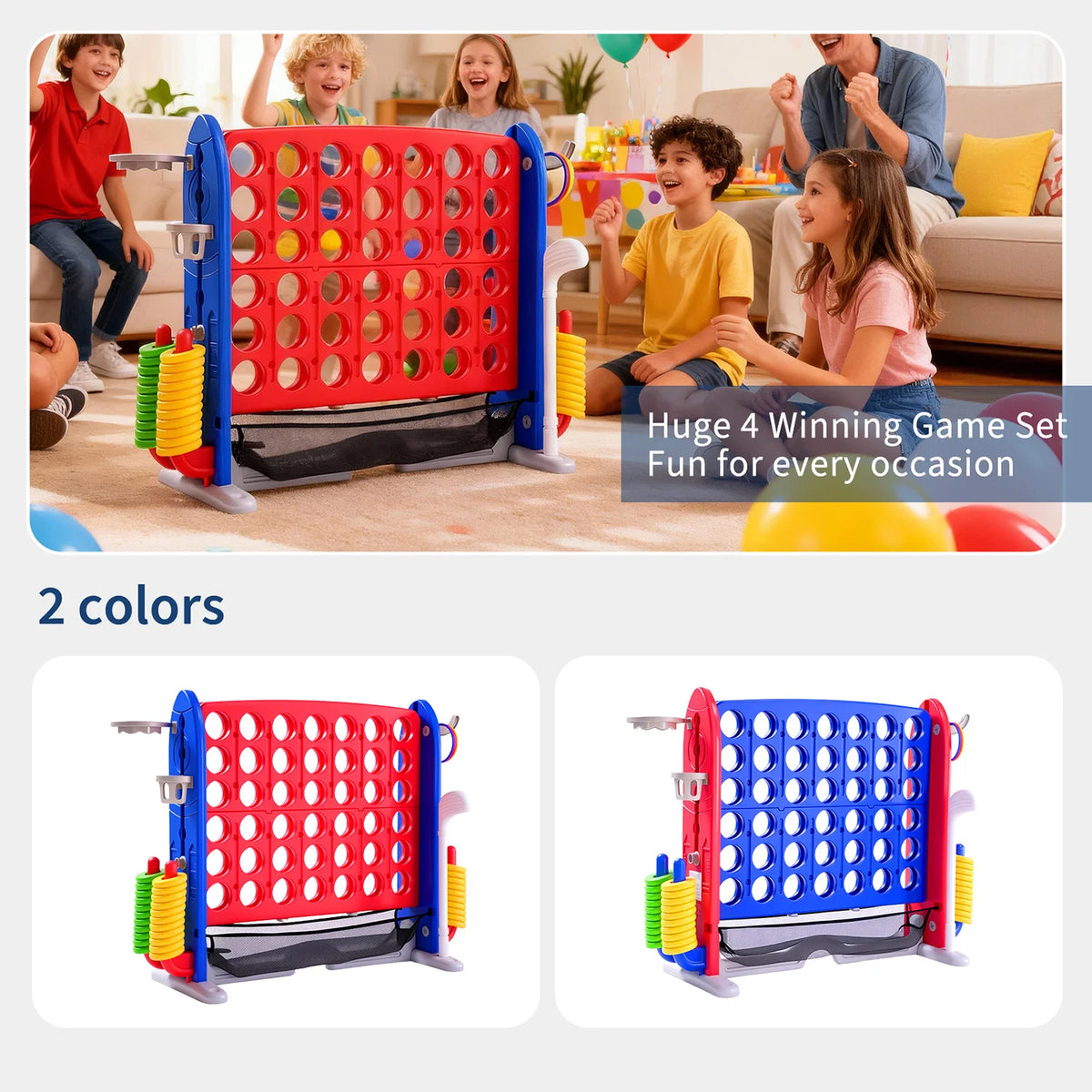 Versatile Outdoor Giant Connect Game Set Basketball Hoop Ring Toss