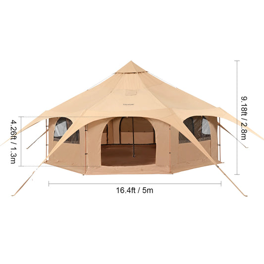 SucceBuy Breathable Canvas Bell Tent For Outdoor Camping