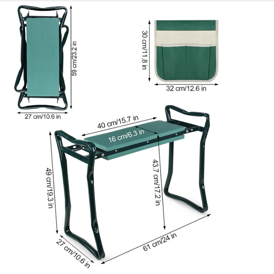 Portable Folding Garden Kneeler And Seat With Soft Support Pad