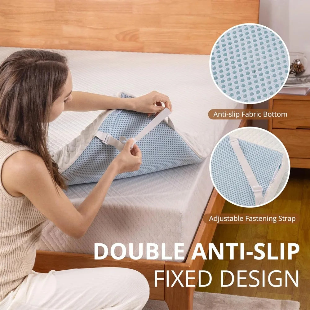 Gel Memory Foam Mattress Topper, 3 Inch Full With Removable Breathable Soft Cover, Cooling Bed Topper For Comfort Body Suppo